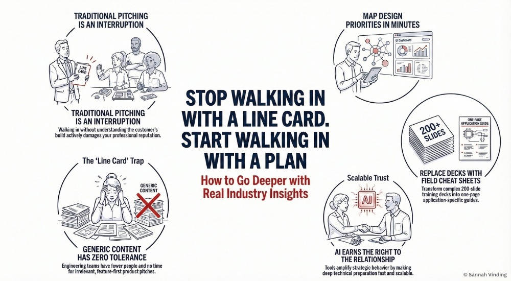 Stop walking in with a line card. start walking in with a plan - tom walker - sannah vinding - leadership in manufacturing podcast