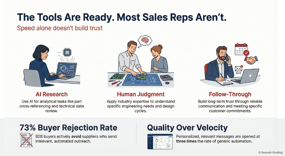 The Tools Are Ready. Most Sales Reps Are not - leadership in manufacturing podcast - sannah vinding